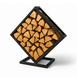 Diamond Cube – metalowy stojak na drewno do ogrodu